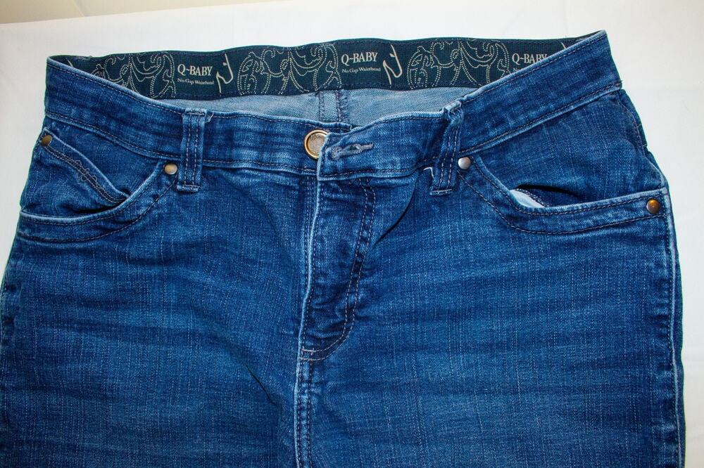 Wrangler Q Baby No Gap Waist Band Jeans Womens 9/10 X 32 Dark Wash Blue Stretch